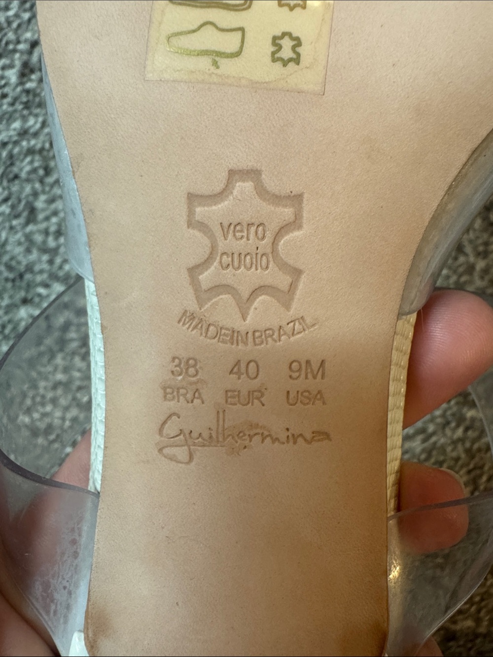 Anthropologie White leather heart Clear-Strap Pointed Mule Heels guilhermina 9 - Picture 4 of 4